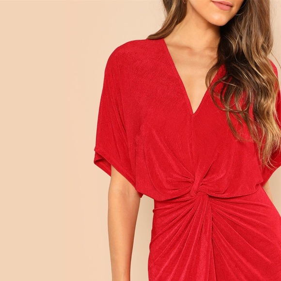 1 Left! Red Knot Front Split Maxi Dress - Picture 6 of 7